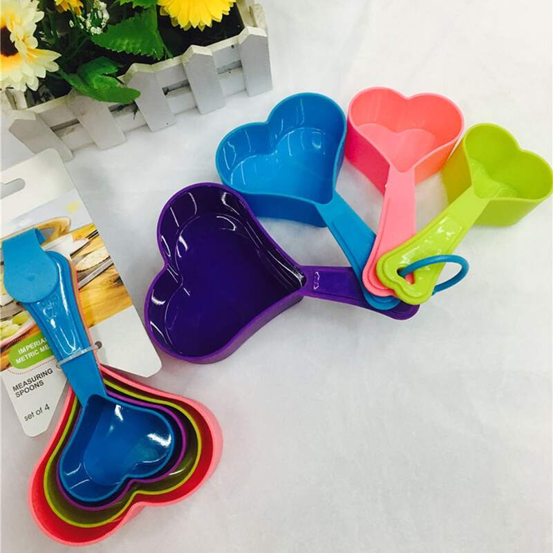 

4pcs Heart Shaped Measuring Spoon, Multicolor