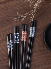 4pairs Wooden Chopstick,Kitchen,Christmas Gift - Multicolor - View 1