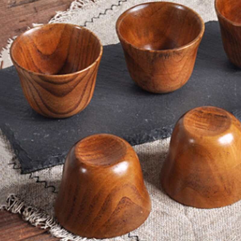

1pc Wooden Tea Cup, Brown