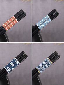 4pairs Wooden Chopstick,Kitchen,Christmas Gift - Multicolor - View 6