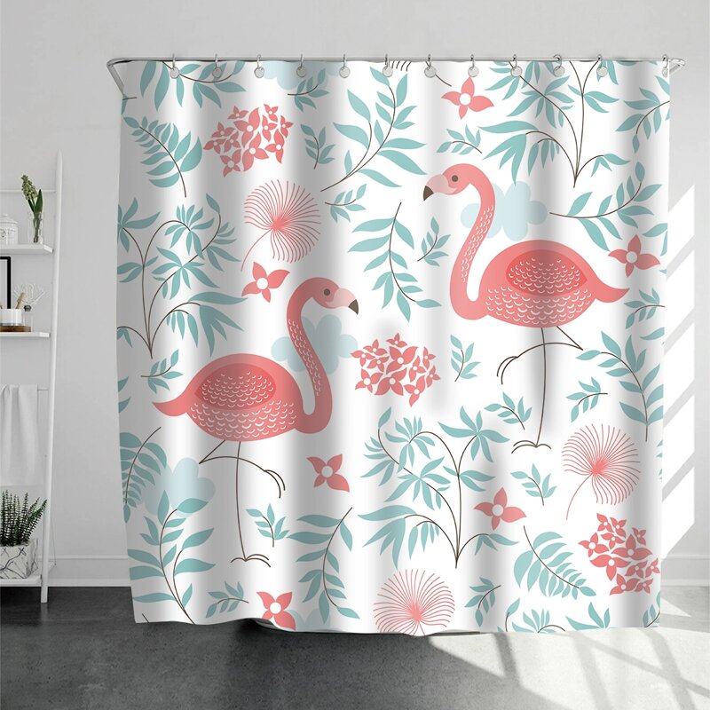

Flamingo Print Shower Curtain, Multicolor