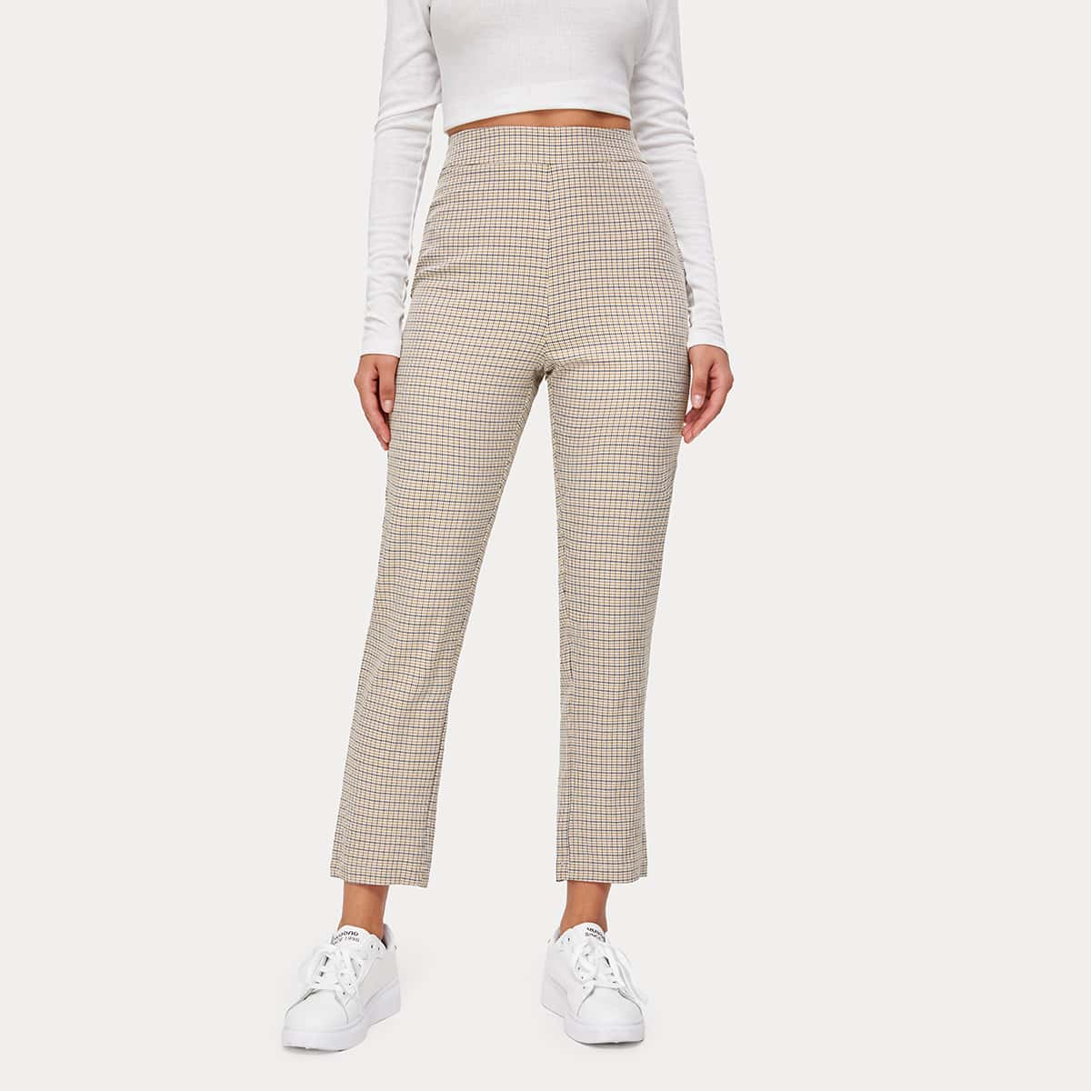 

Plaid High Waist Pants, Multicolor