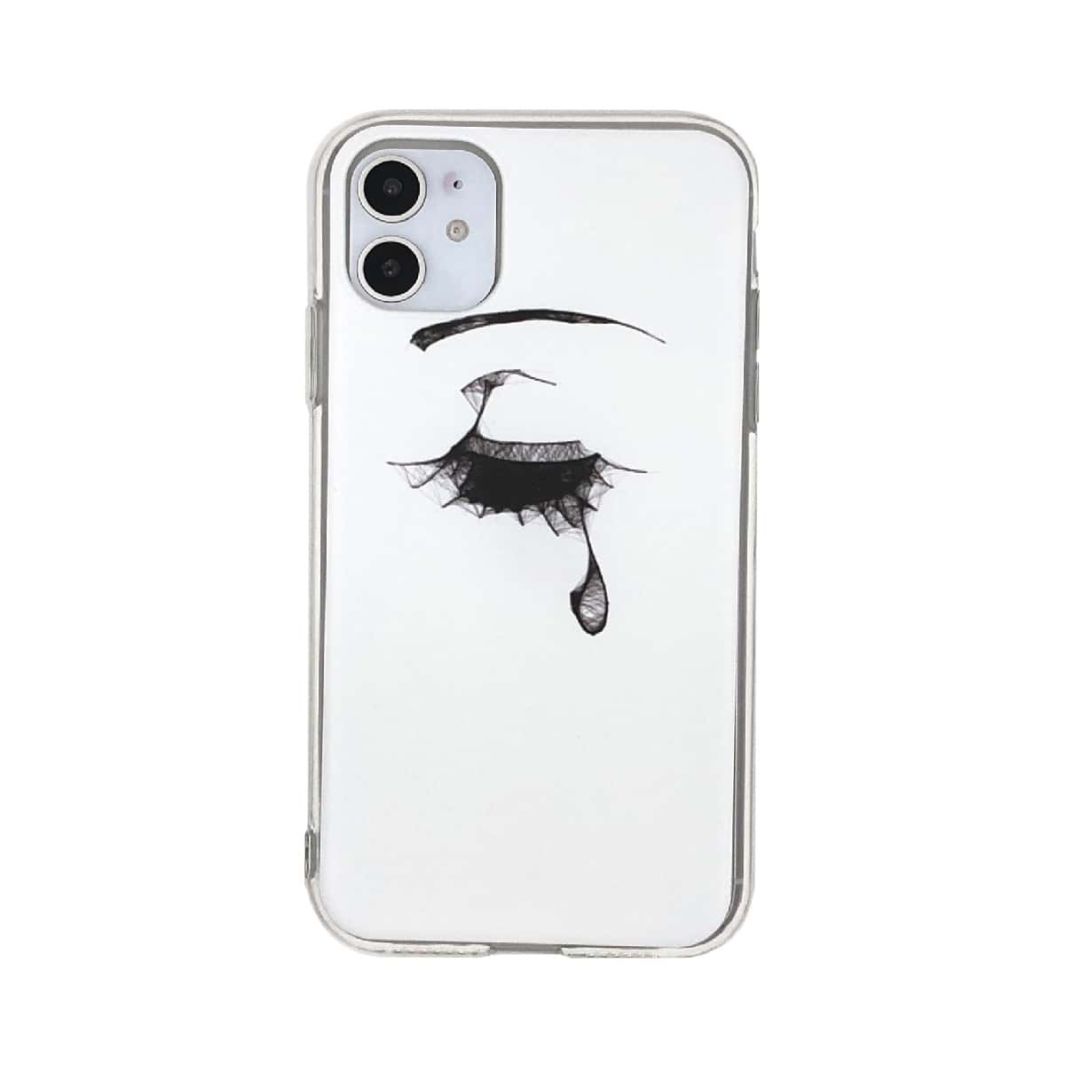 

1pc Tearful Eye Pattern iPhone Case, Black and white