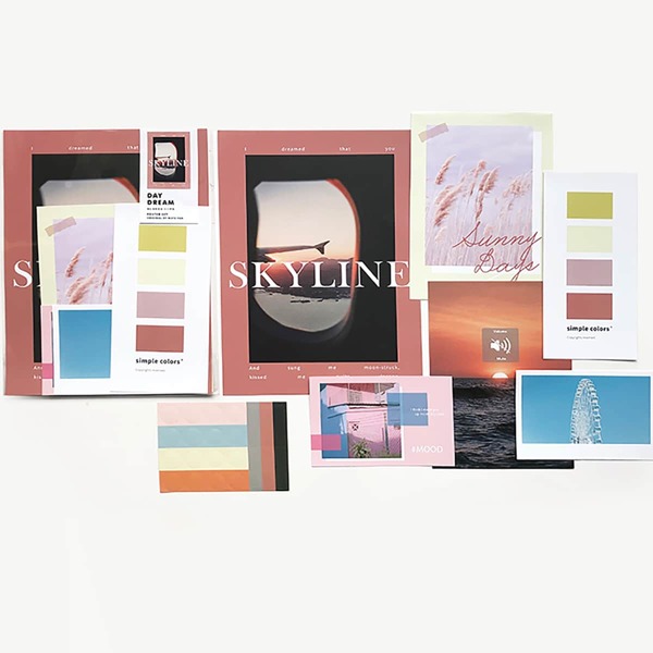 

6pcs Mixed Pattern Material Paper & 1pc Sticker, Multicolor