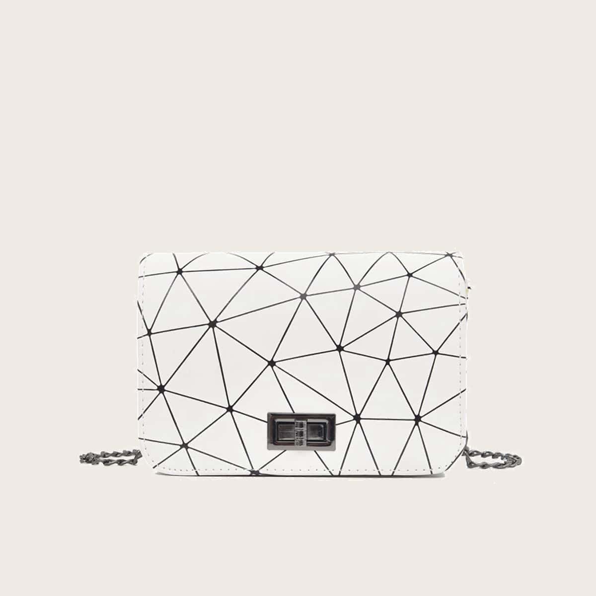 

Geo Chain Crossbody Bag, White