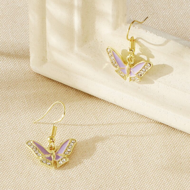 

Butterfly Drop Earrings, Gold