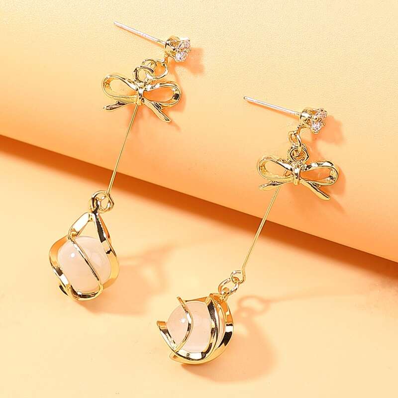 

Crystal Ball Drop Earrings, Gold