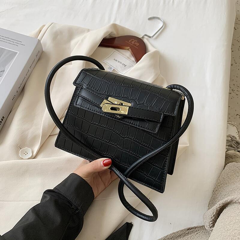 

Croc Embossed Tote Bag, Black