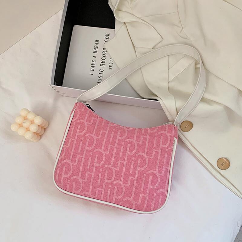 

Letter Graphic Baguette Bag, Pink