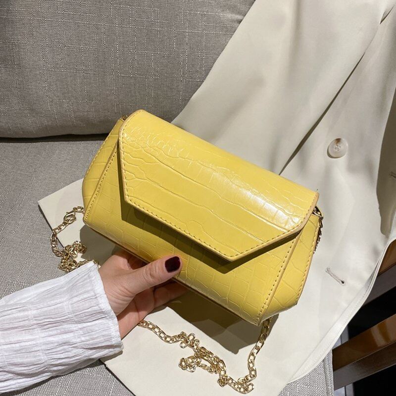 

Croc Embossed Chain Crossbody Bag, Yellow pastel