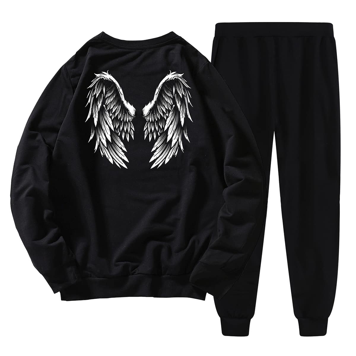 

Guys Wing Print Sweatshirt & Pants, Black