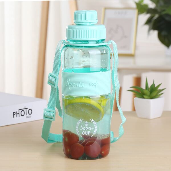 

1pc Large Sporty Straw Bottle, Blue
