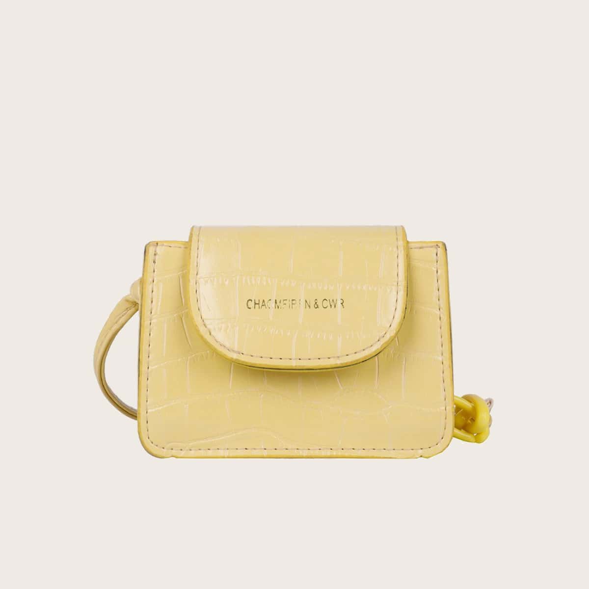 

Croc Embossed Crossbody Bag, Yellow pastel