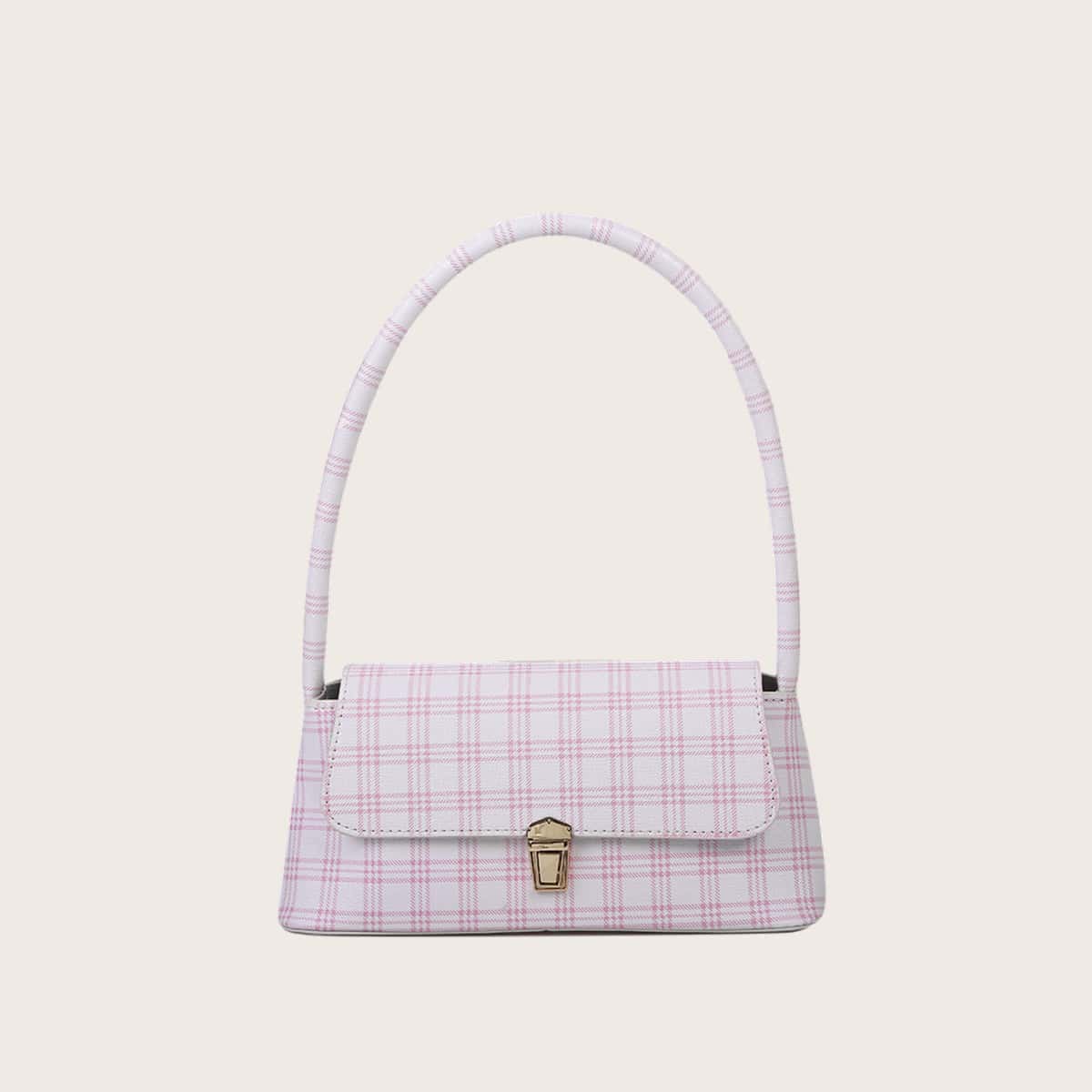 

Plaid Baguette Bag, Multicolor