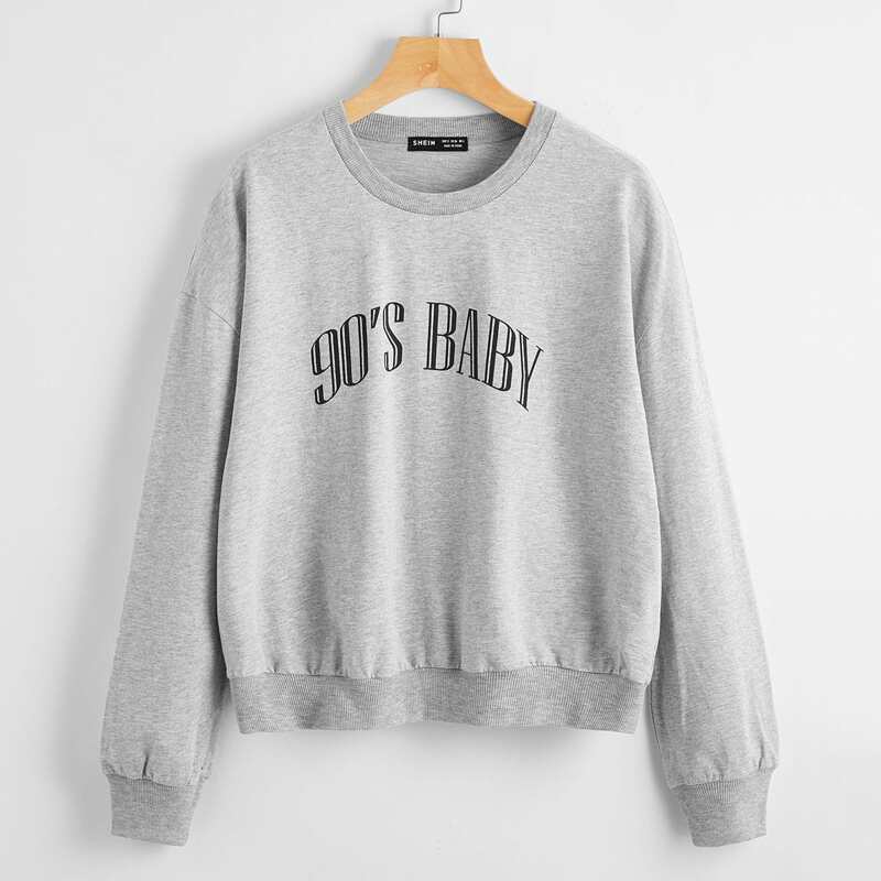 

Letter Graphic Drop Shoulder Sweatshirt, Light grey