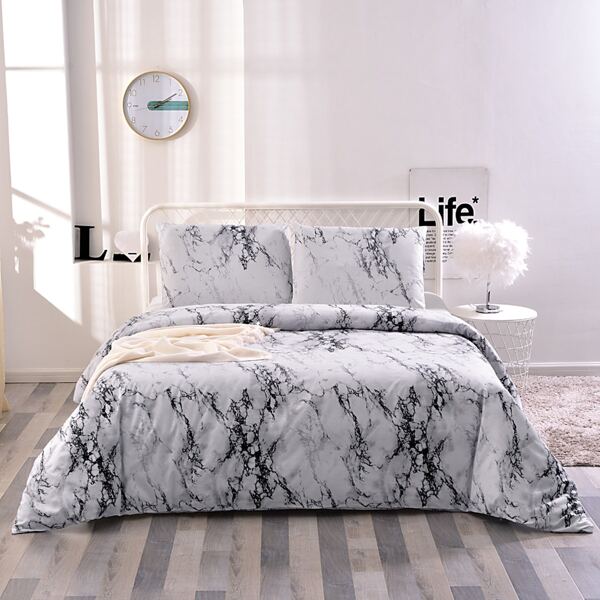 

Marble Pattern Bedding Set Without Filler, Light grey