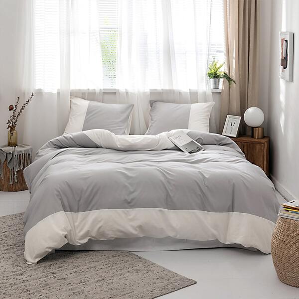 

Color Block Bedding Set Without Filler, Grey