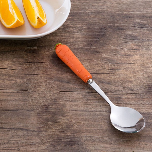 

1pc Kids Carrot Design Spoon, Silver