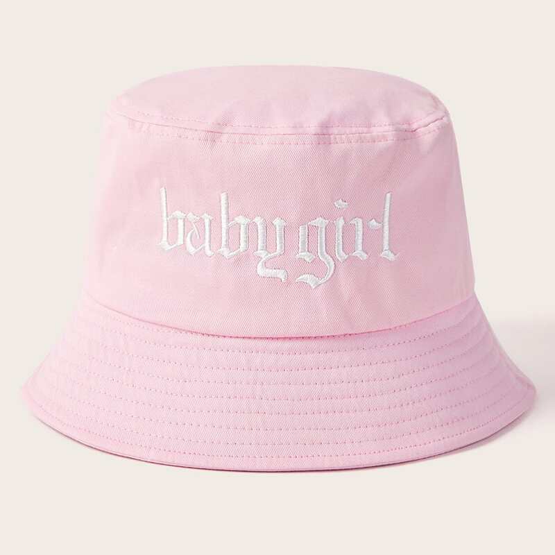 

Letter Embroidery Bucket Hat, Pink