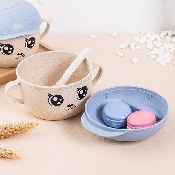 

3pcs Kids Plastic Cartoon Tableware, Multicolor