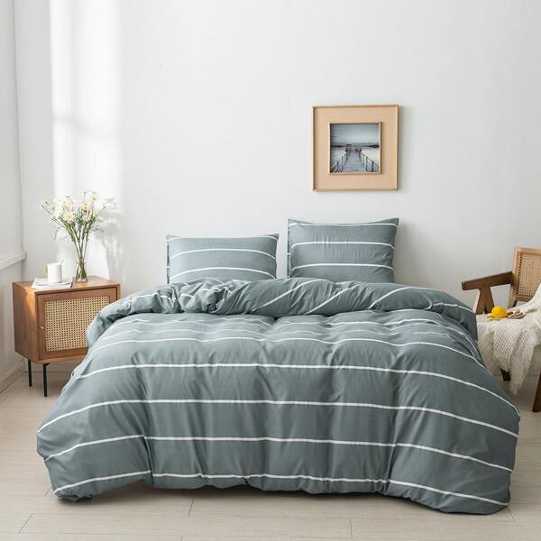 

Striped Pattern Bedding Set Without Filler, Light grey