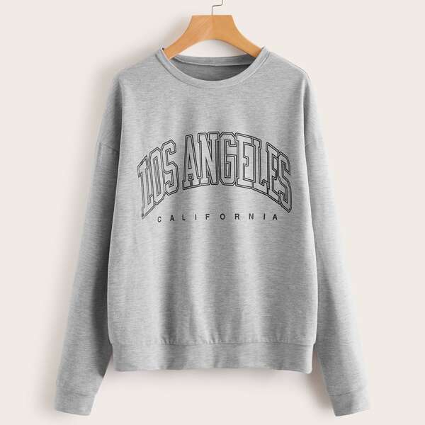 

Letter Graphic Drop Shoulder Sweatshirt, Light grey