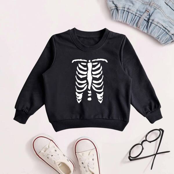 

Toddler Boys Skeleton Print Sweatshirt, Black