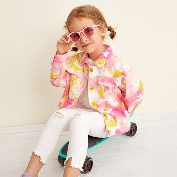 

Toddler Girls Tie Dye Button Up Denim Jacket, Multicolor