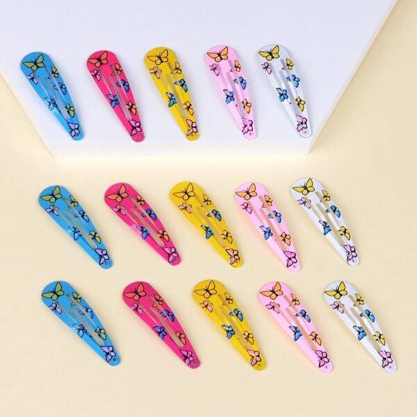 

15pcs Toddler Girls Butterfly Pattern Snap Clip, Multicolor