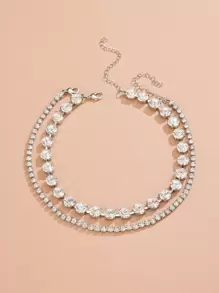 2pcs Rhinestone Decor Choker - Silver - View 1