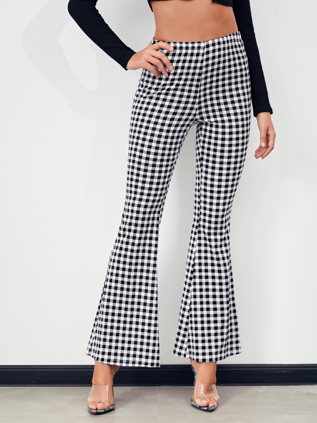 gingham flare pants