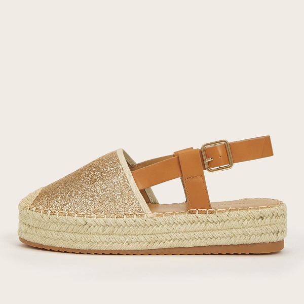 

Glitter Decor Slingback Flats, Gold