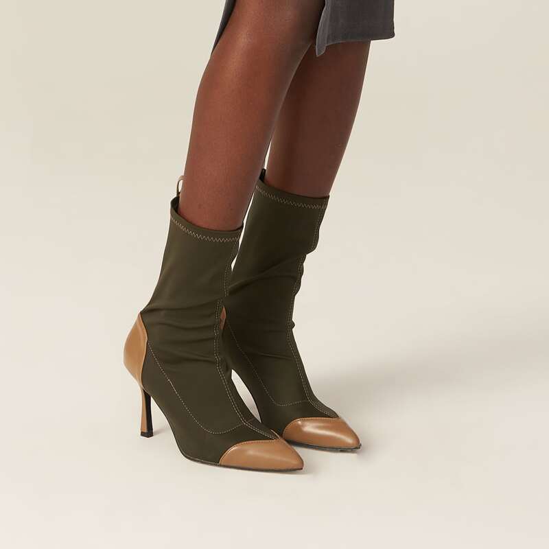 

Cap Toe Mid Calf Boots, Army green