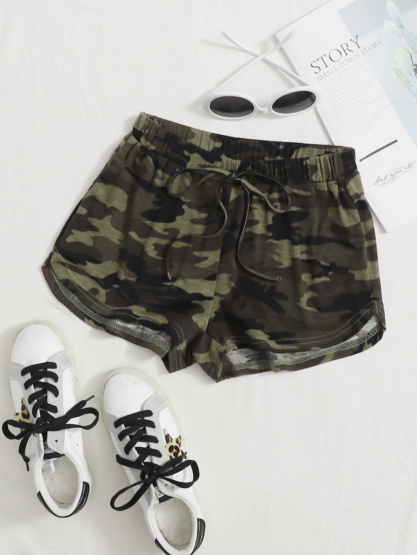 Plus Camo Print Drawstring Shorts thumbnail