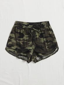 SHEIN EZwear Quần Short kích thước lớn Thắt nút Ngụy trang Giải trí - Nhiều màu - Xem 3