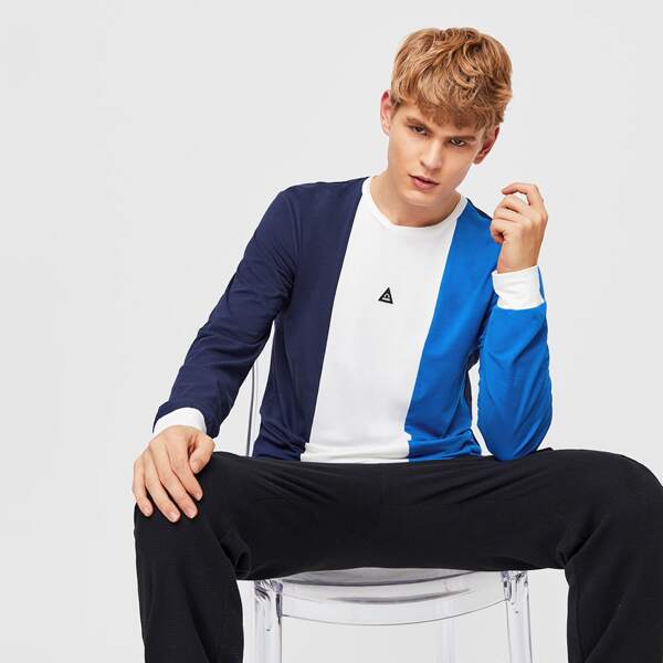 

Men Color Block Patched Tee, Multicolor