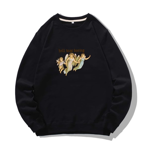 

Men Angel & Slogan Graphic Sweatshirt, Black