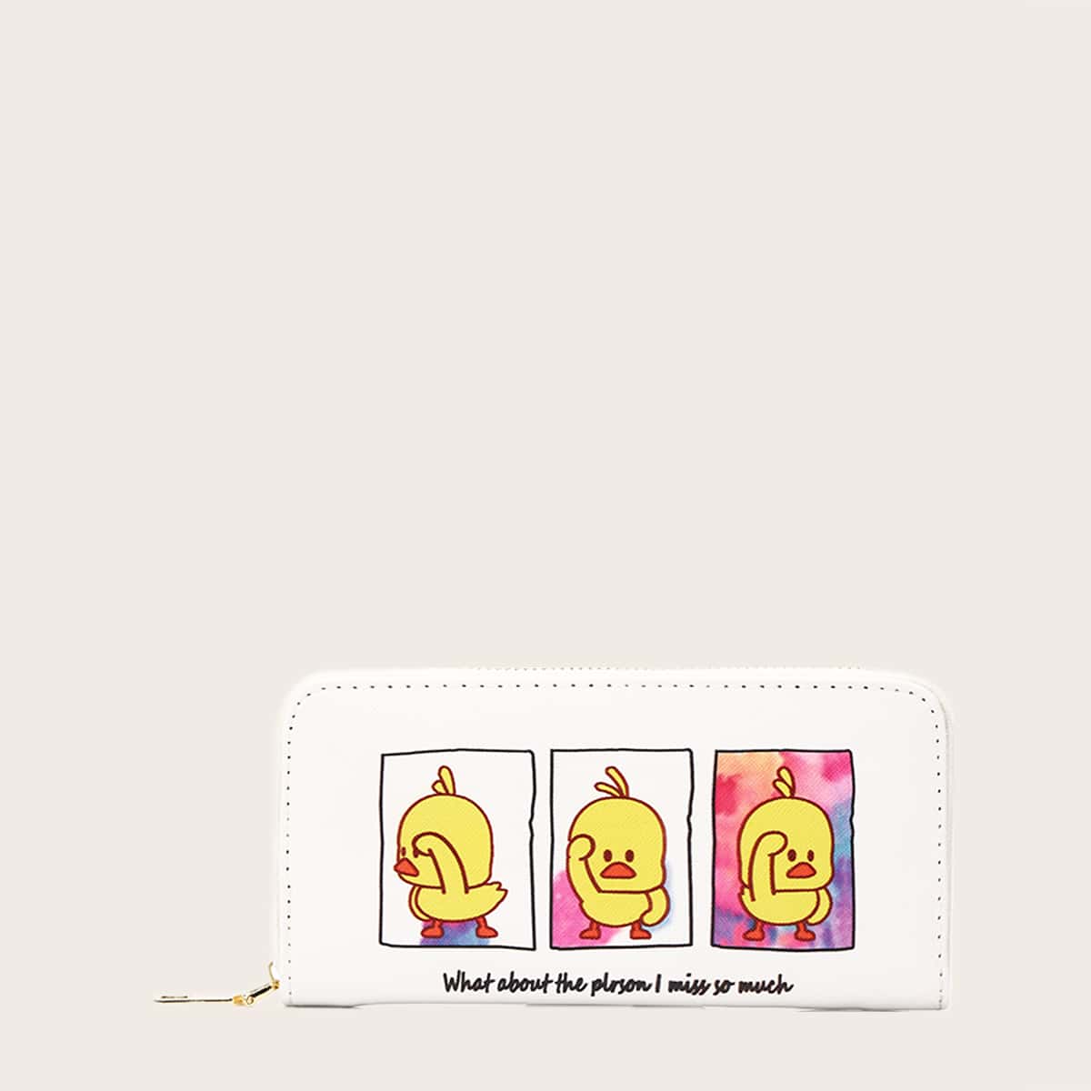 

Cartoon Zip Purse, White