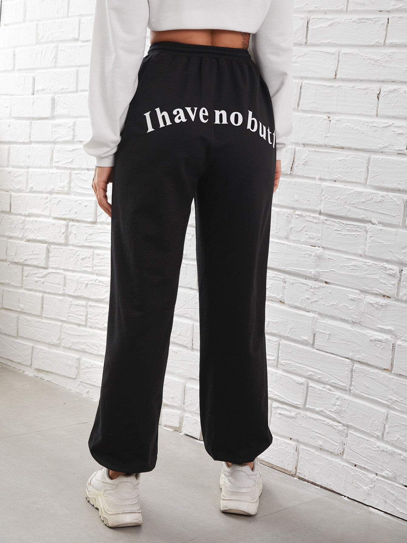 SHEIN I Have No Butt Graphic Drawstring 