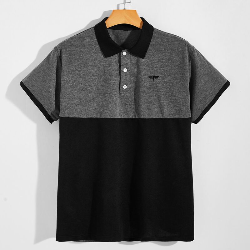 

Guys Contrast Panel Graphic Embroidery Polo Shirt, Multicolor