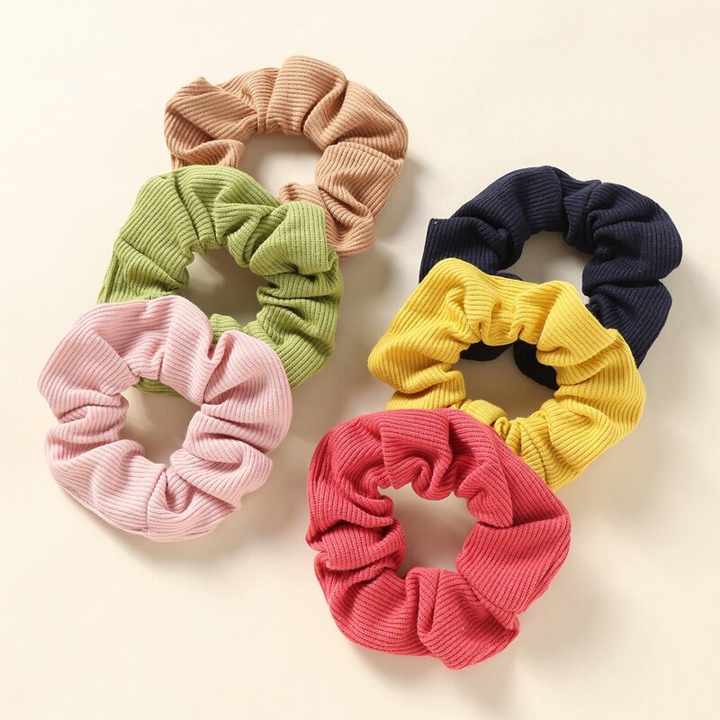 

6pcs Solid Scrunchie, Multicolor