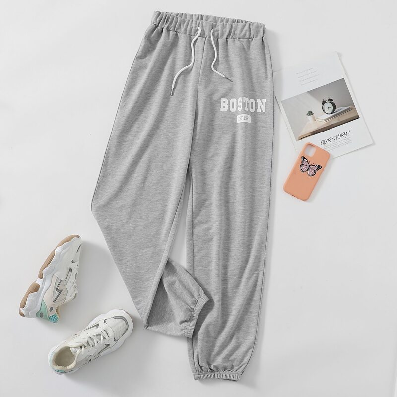 

Letter Print Sweat Joggers, Light grey