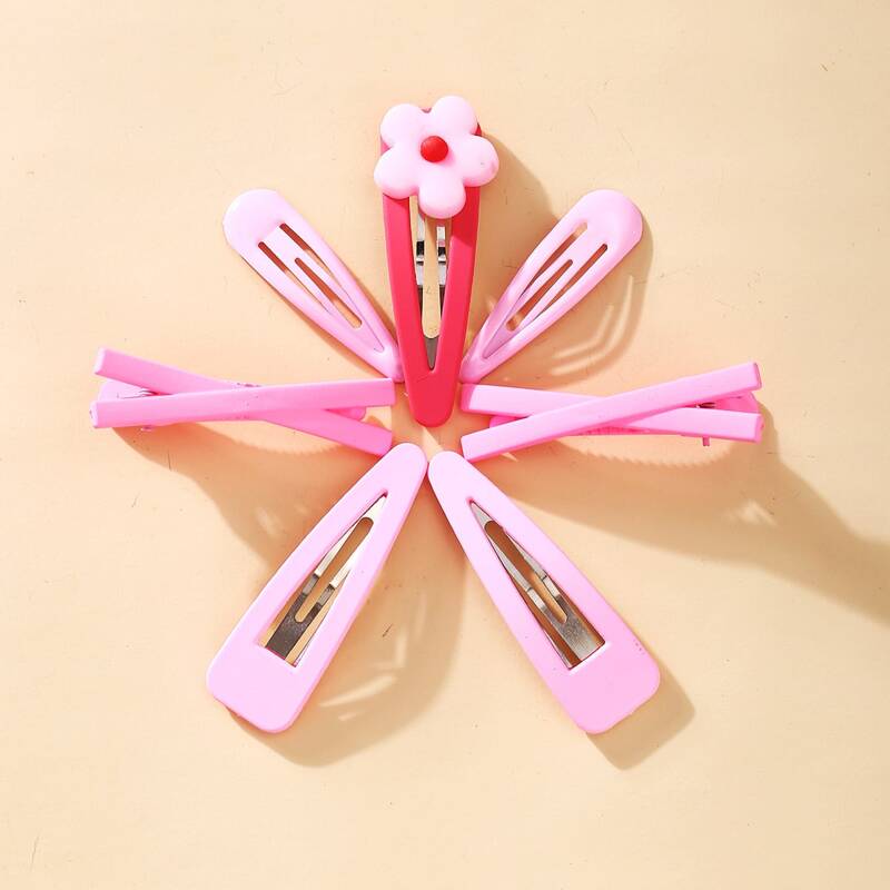 

7pcs Simple Hair Clip, Pink