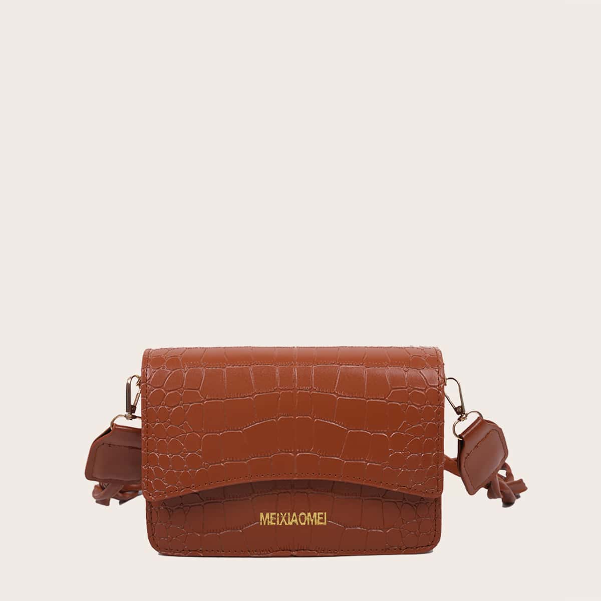 

Croc Braided Strap Tote Bag, Brown