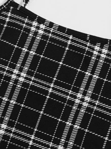 SHEIN Bodycon Tartan Dress - Black - View 4