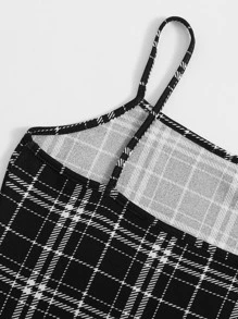 SHEIN Bodycon Tartan Dress - Black - View 5