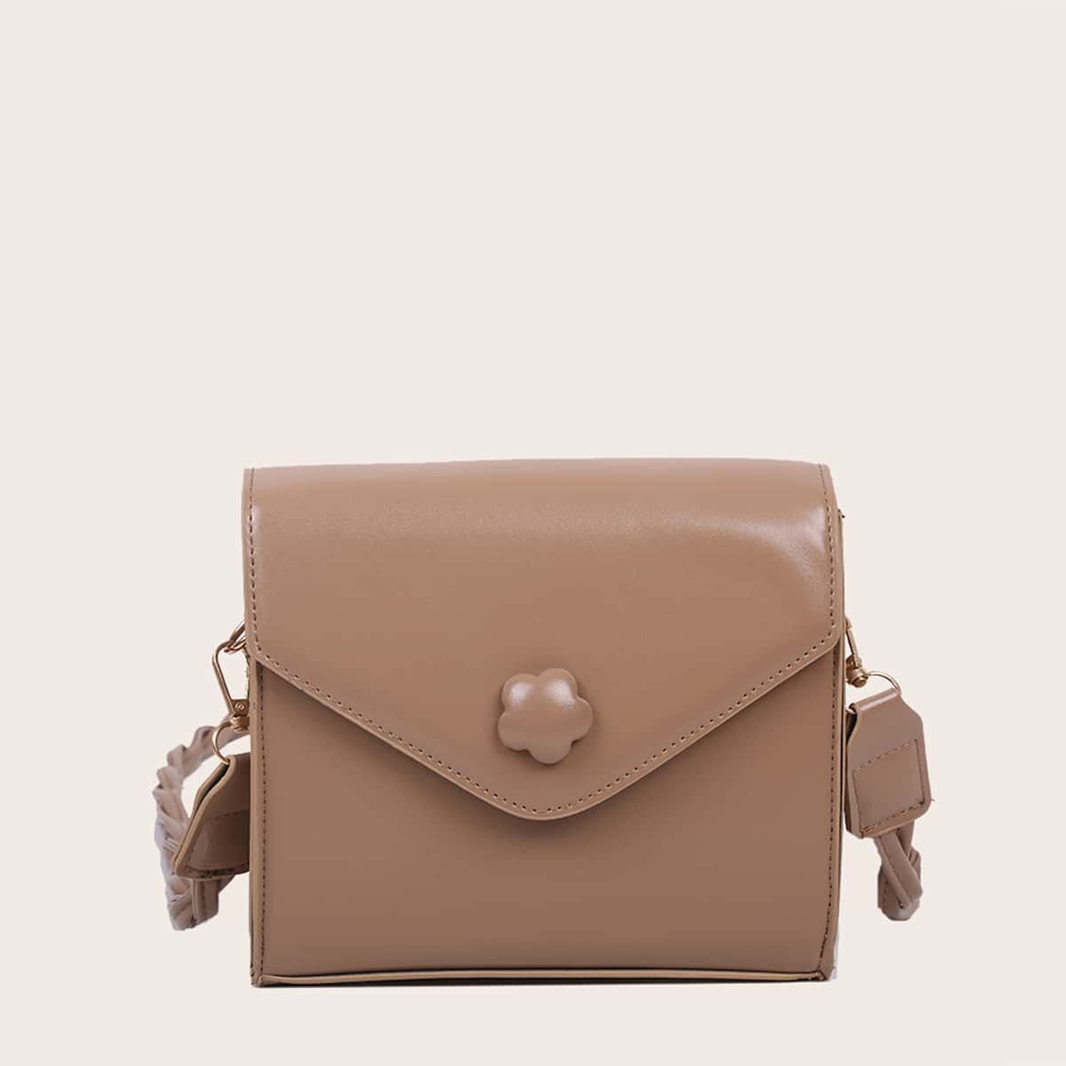 

Solid Braided Strap Crossbody Bag, Mocha brown