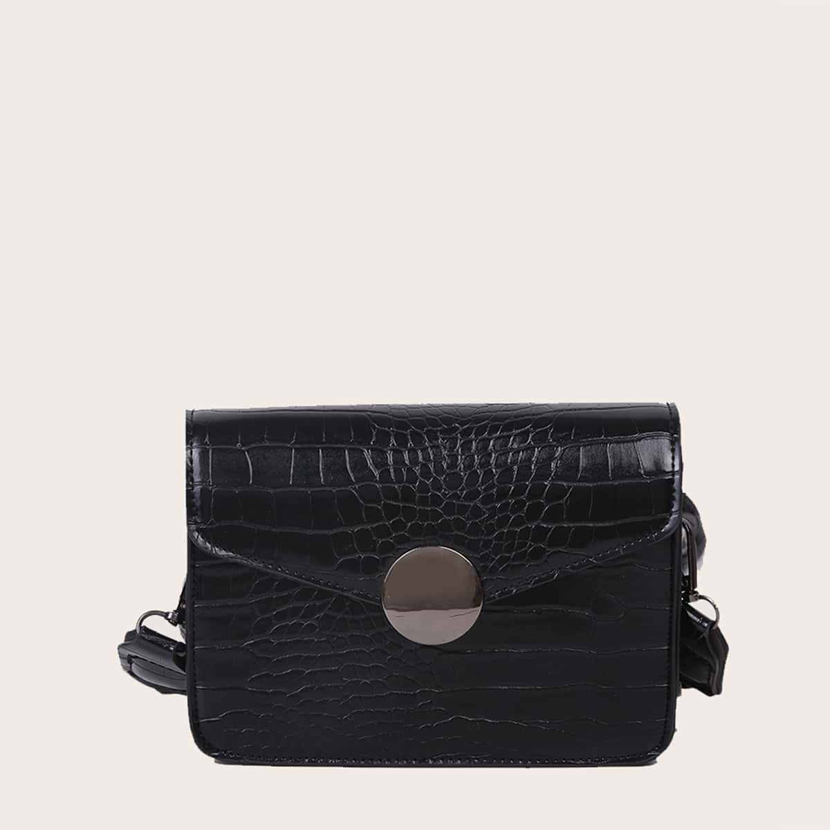 

Croc Braided Strap Crossbody Bag, Black