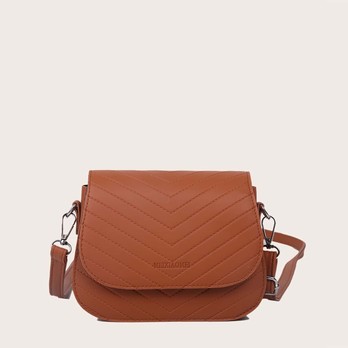 

Chevron Flap Crossbody Bag, Brown
