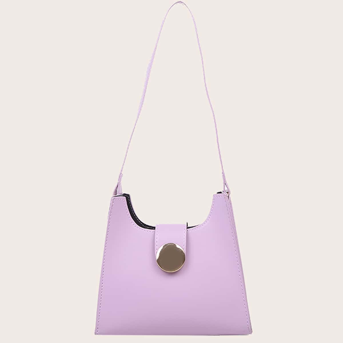

Solid Buckle Tote Bag, Pastel lilac purple